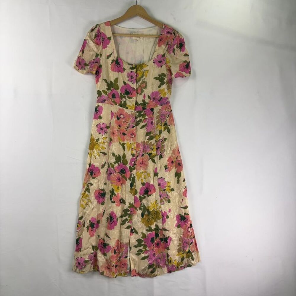 Sezane Sezane Midi Floral Victoria Short-Sleeve Dress